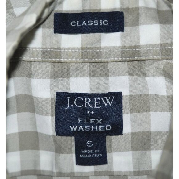 J.Crew Flex Washed Men's Long Sleeve Button Up Shirt Size S Olive Green Check - Picture 7 of 9